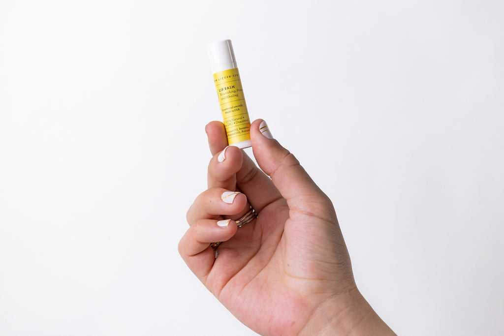 Set of 3 natural unscented lip balms in eco-friendly reusable cotton drawstring gift bag. — view 4