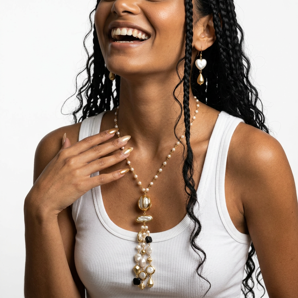 Divine Freshwater Pearl Tassel Necklace-0