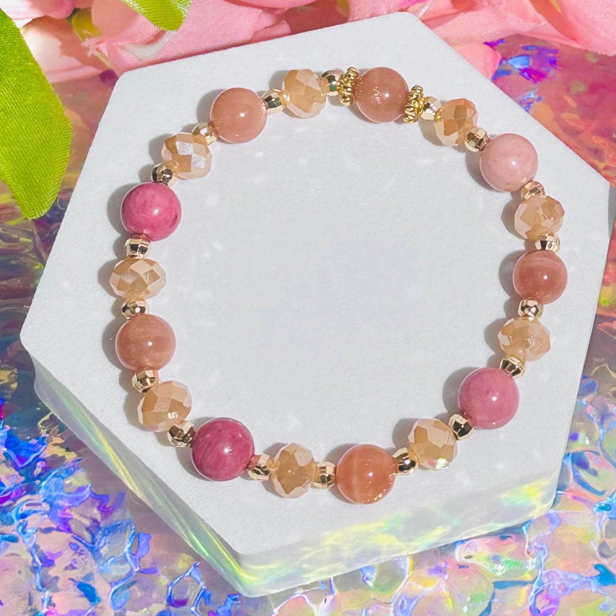 Love & Light Rhodonite Sunstone Rose Quartz Build-Your-Own Bracelet Set-1