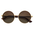 LUNA - Oversize Metal Round Sunglasses Gold-Brown Fade-0