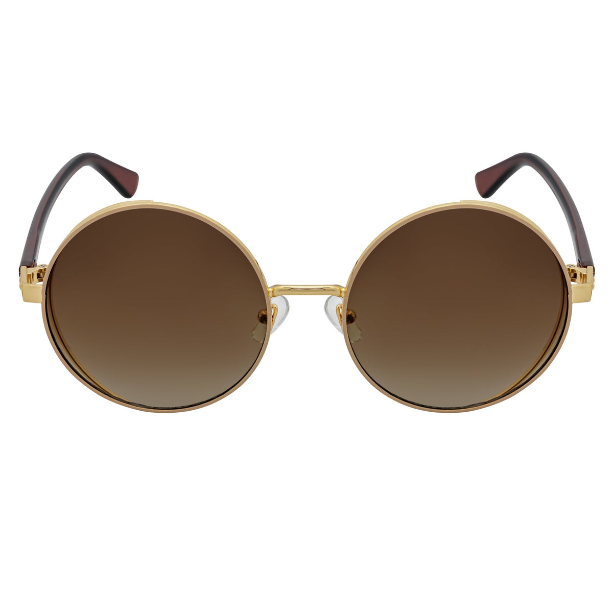 LUNA - Oversize Metal Round Sunglasses Gold-Brown Fade-2