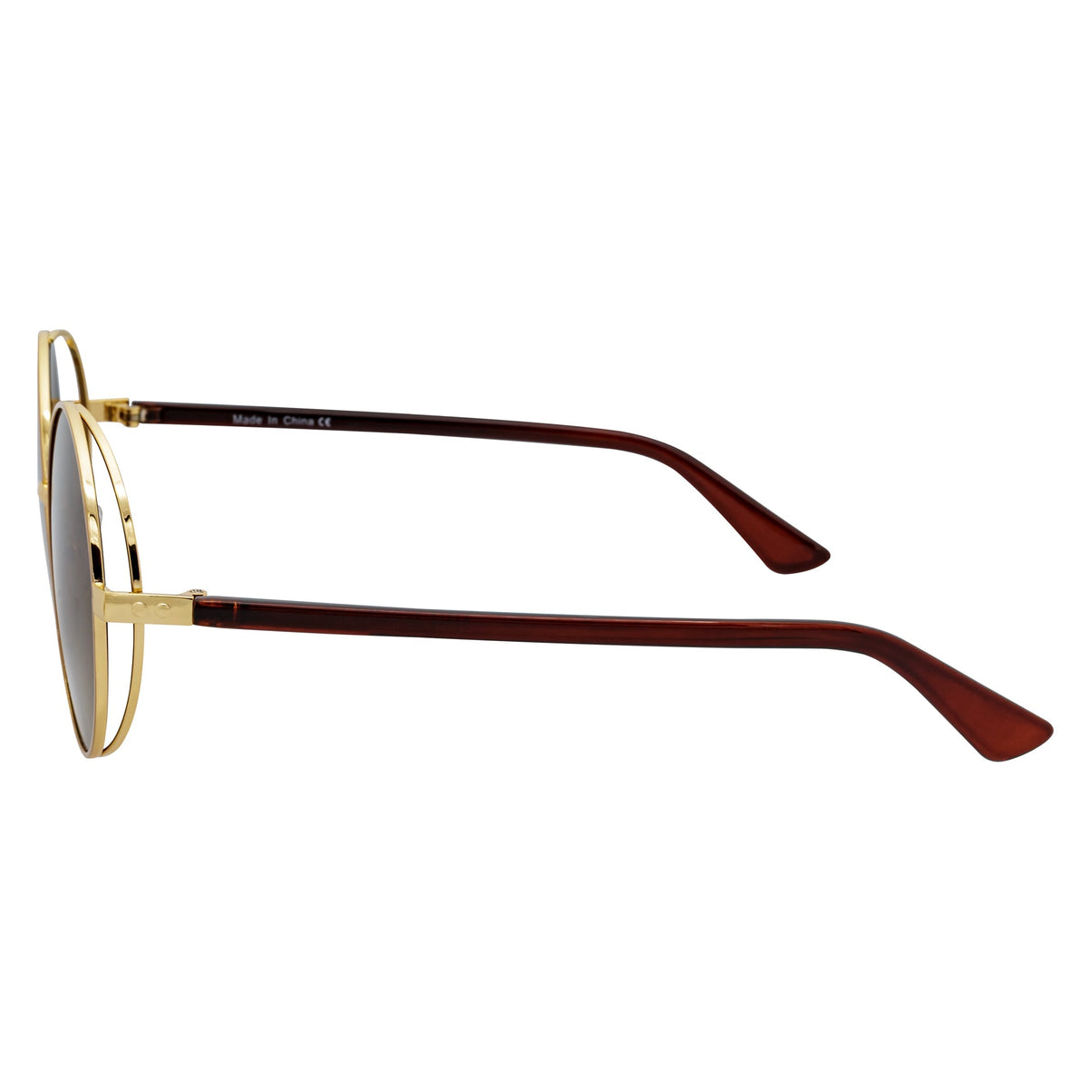 LUNA - Oversize Metal Round Sunglasses Gold-Brown Fade-3