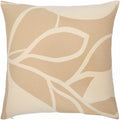 Contemporary woven throw pillow in tan and beige natural cotton for modern living room decor.