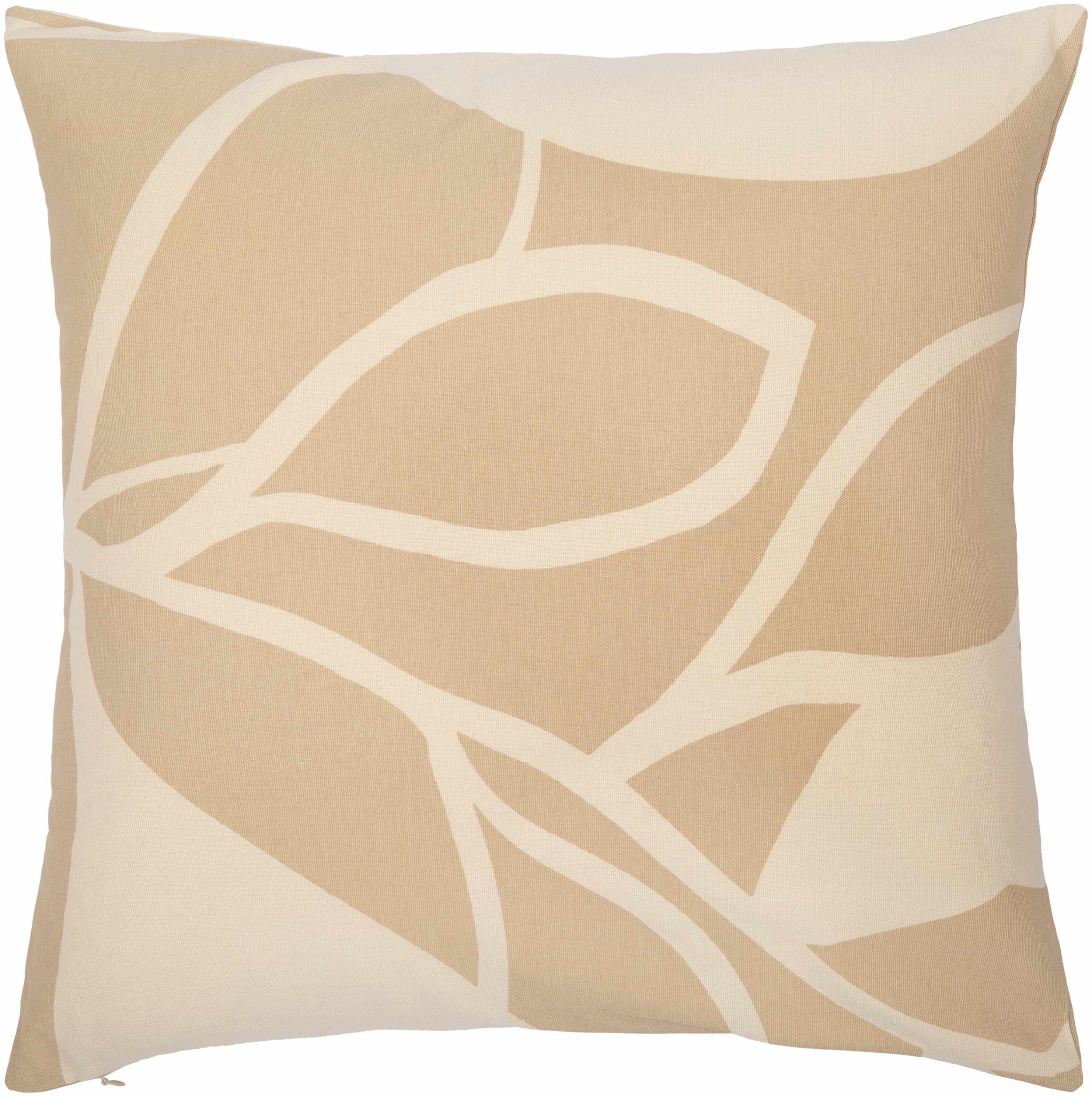 Contemporary woven throw pillow in tan and beige natural cotton for modern living room decor.