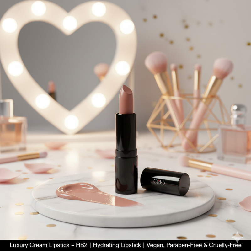 Hydrating next to nude luxury cream lipstick tube showing soft natural shade and sleek packaging. — view 2