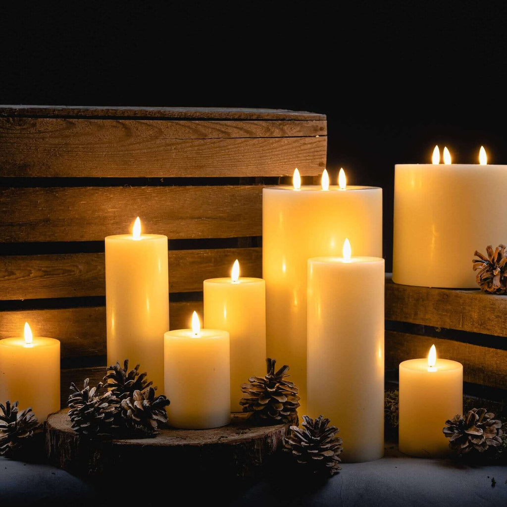 Luxury Natural Glow 6 x 6 Real Wax LED Cream Candle-3