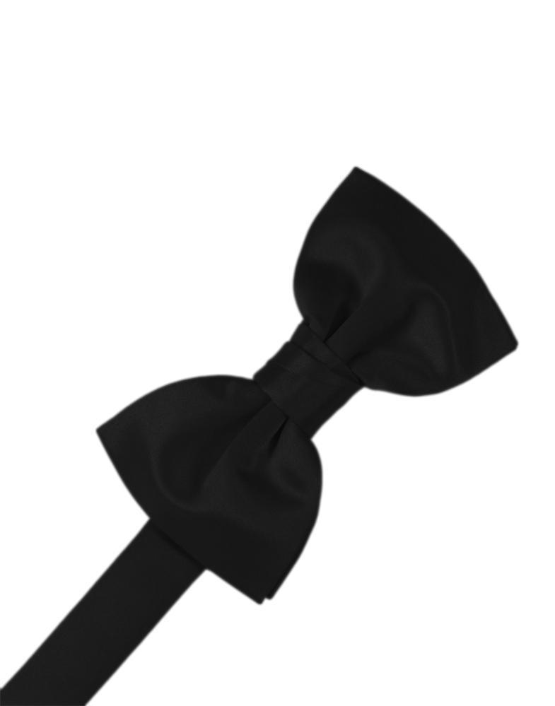 Luxury premium satin solid black bow tie in a pre-tied butterfly shape with adjustable band