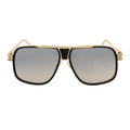 MAC - Square Metal Aviator Black-Gold Sunglasses Silver Mirror-0