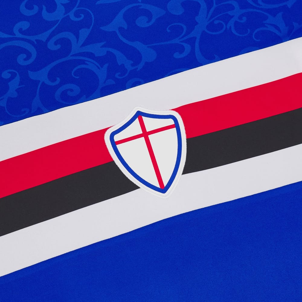 Official UC Sampdoria home soccer jersey featuring the classic blue colorway with central horizontal stripes. — view 4