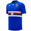 Official UC Sampdoria home soccer jersey featuring the classic blue colorway with central horizontal stripes.