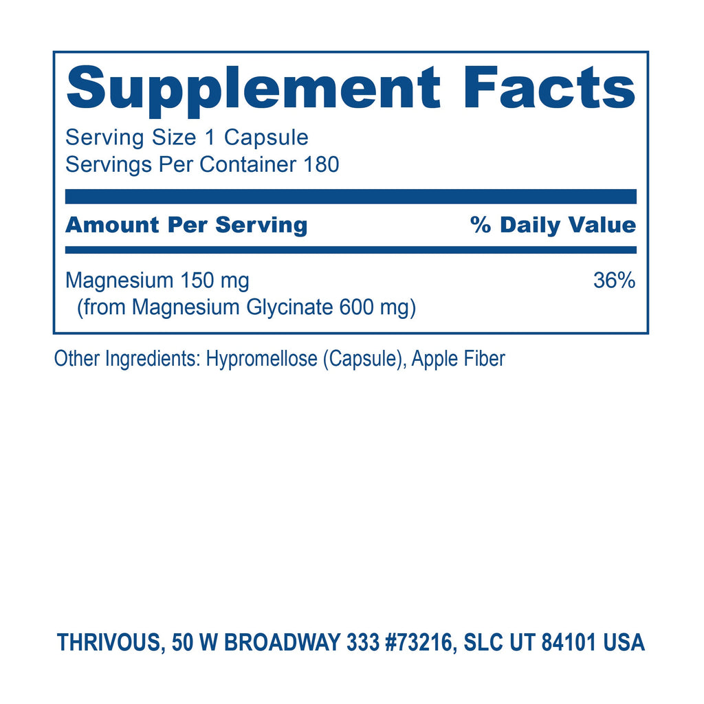 Magnesium glycinate dietary supplement bottle containing 180 premium capsules for daily health and wellness support. — view 4