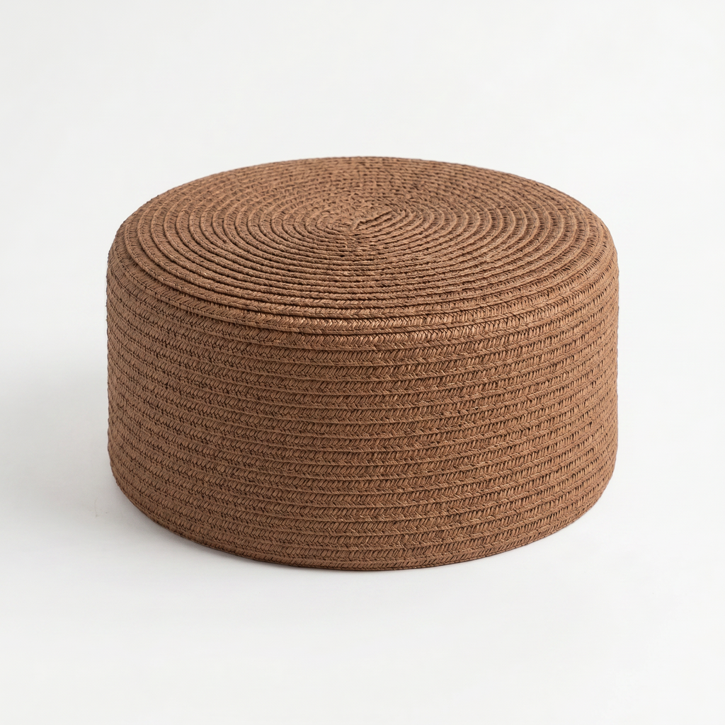 Grounded Straw Flat Pill Box Hat - Coffee-1