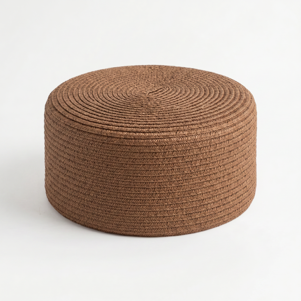 Grounded Straw Flat Pill Box Hat - Coffee-1