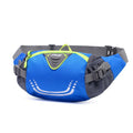 Vibrant blue nylon running waist pack with grey and neon green accents and breathable mesh
