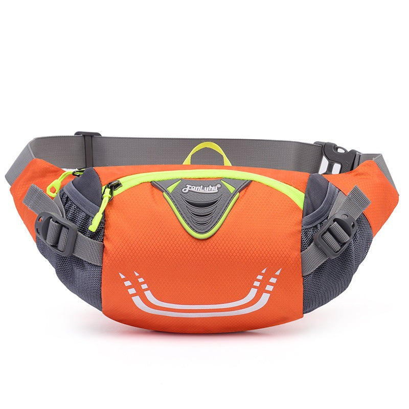 Vibrant blue nylon running waist pack with grey and neon green accents and breathable mesh — view 3