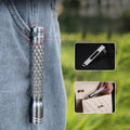 Wautton R8 titanium alloy mini EDC flashlight in silver metallic finish with pocket clip