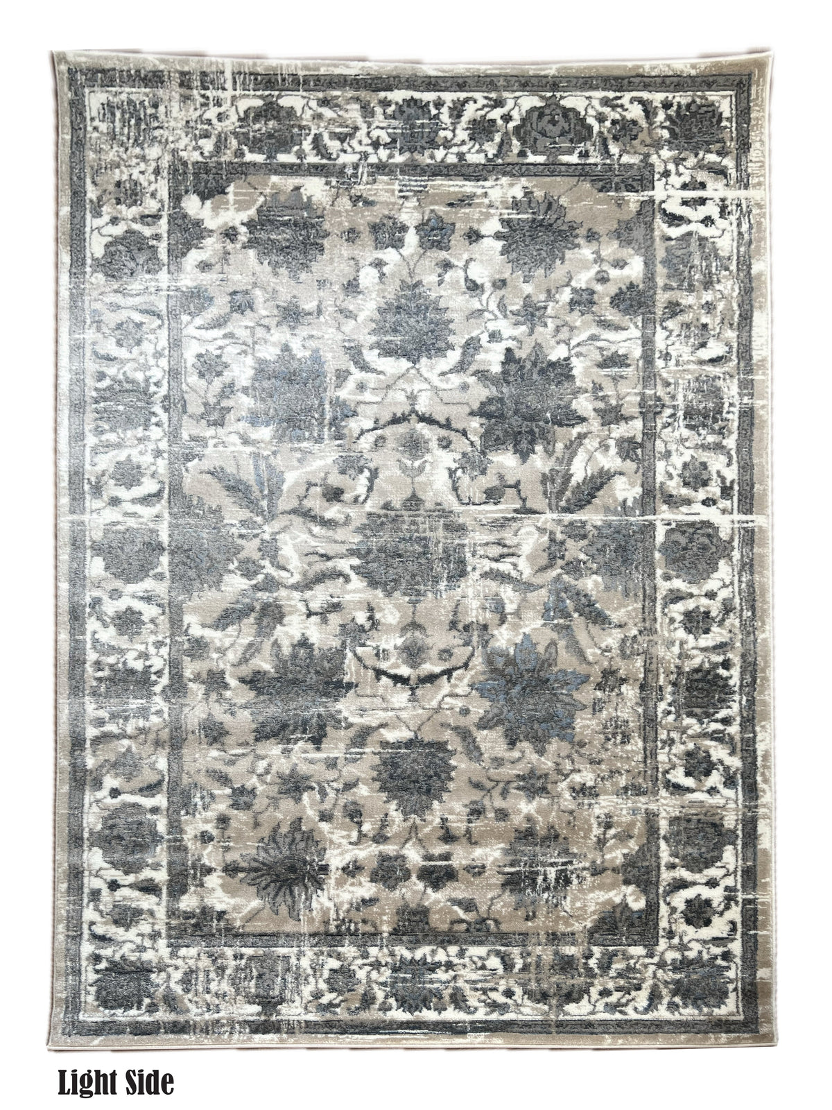ROY's Home Navy Big Flower Area Rugs, Vintage Effect Lines-4