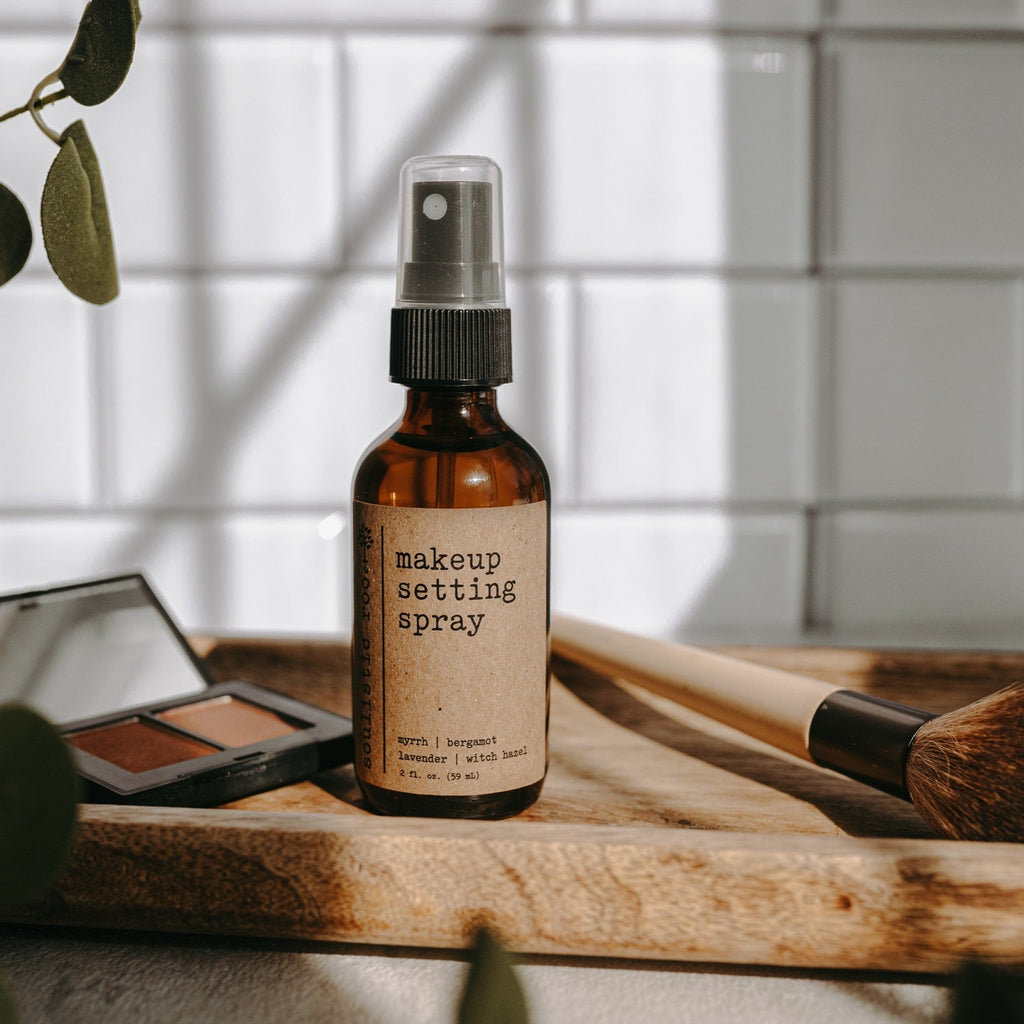 Natural makeup setting spray in a 2oz travel bottle with a fine mist applicator. — view 3