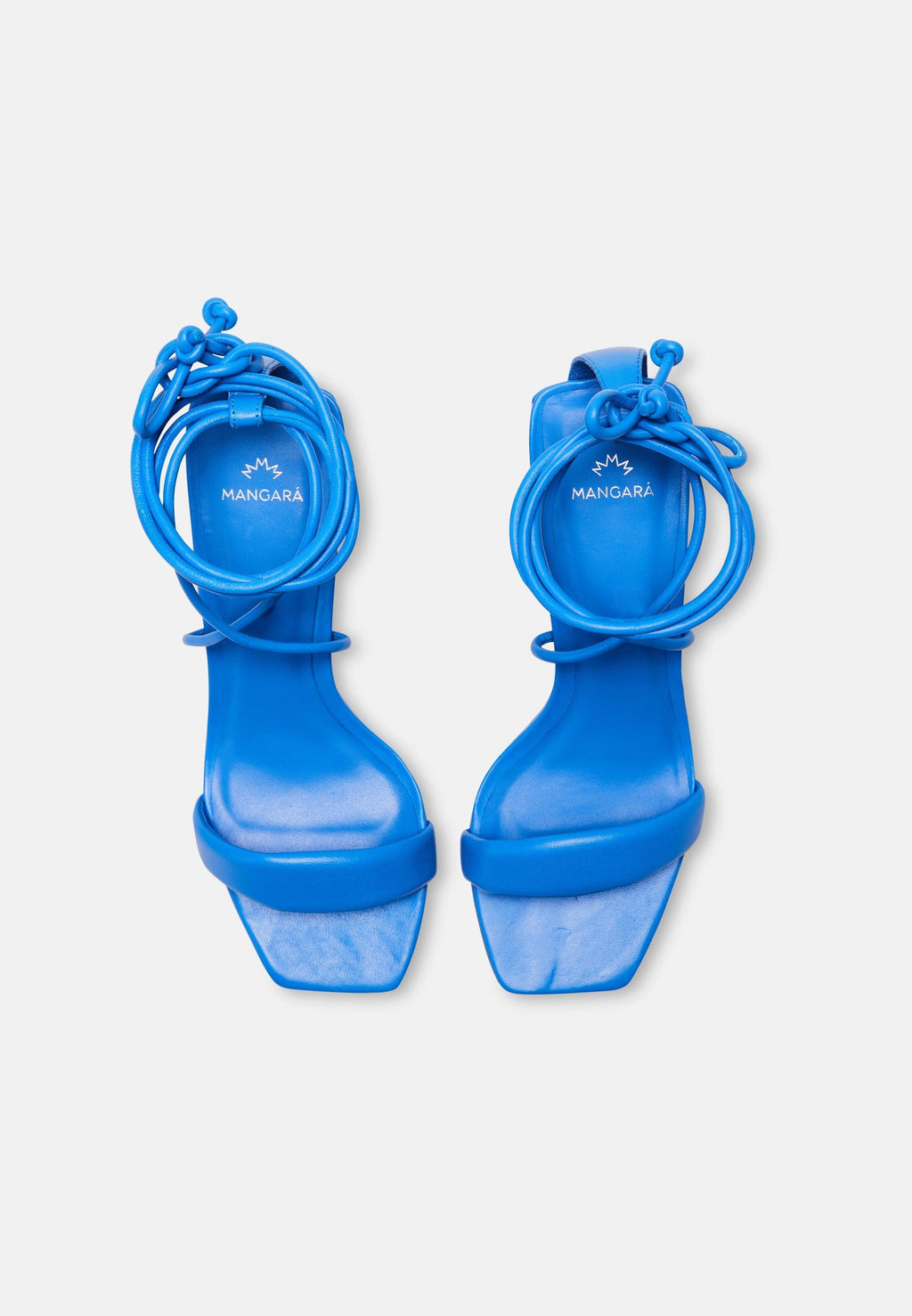 Women's blue calf leather strappy sandals with 6.5cm block heel and slim elegant silhouette — view 2