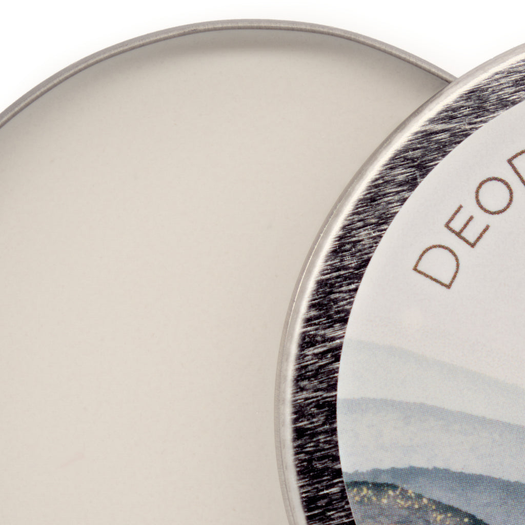 Unscented vegan deodorant cream in a zero-waste recyclable silver steel tin container — view 2