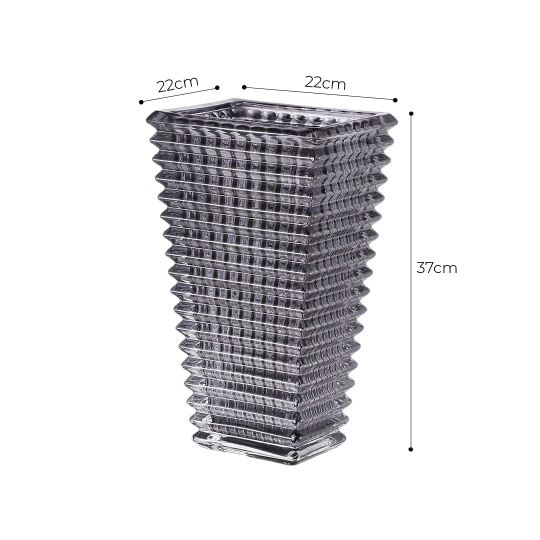 Modern gray 28cm glass decorative vase on a solid base for elegant home floral arrangements — view 6