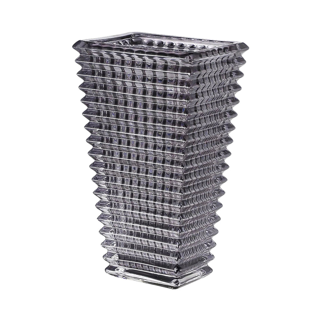Modern gray 28cm glass decorative vase on a solid base for elegant home floral arrangements