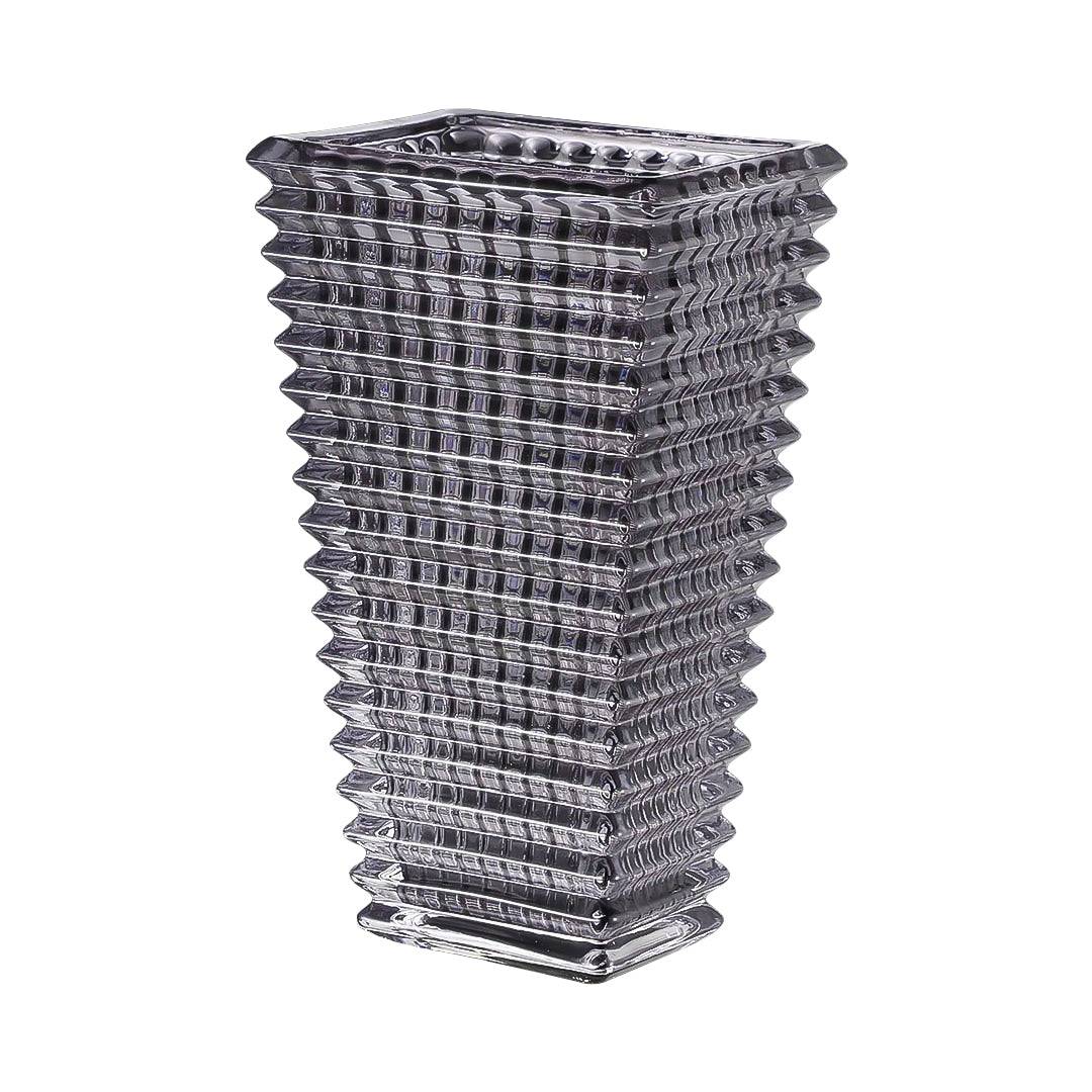 Modern gray 28cm glass decorative vase on a solid base for elegant home floral arrangements