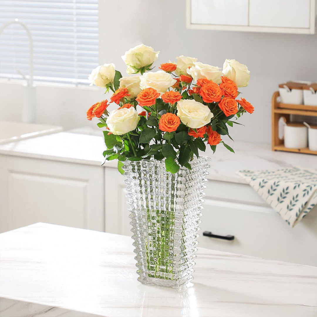 Clear handcrafted glass vase 28cm tall with a classic silhouette for elegant home floral arrangements — view 5
