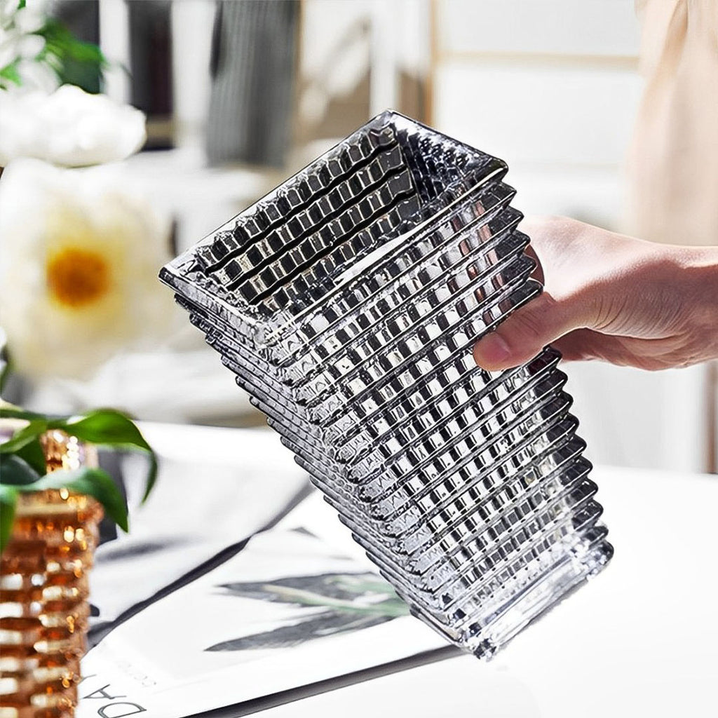 Modern gray 28cm glass decorative vase on a solid base for elegant home floral arrangements — view 9