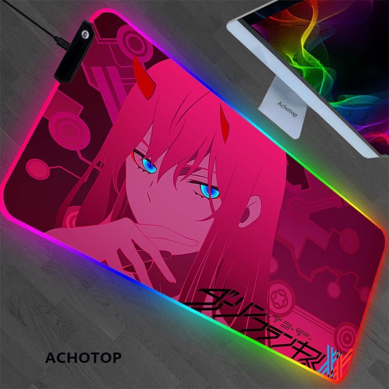 Zero Two RGB Kawaii Night Style Keyboard Mat-0