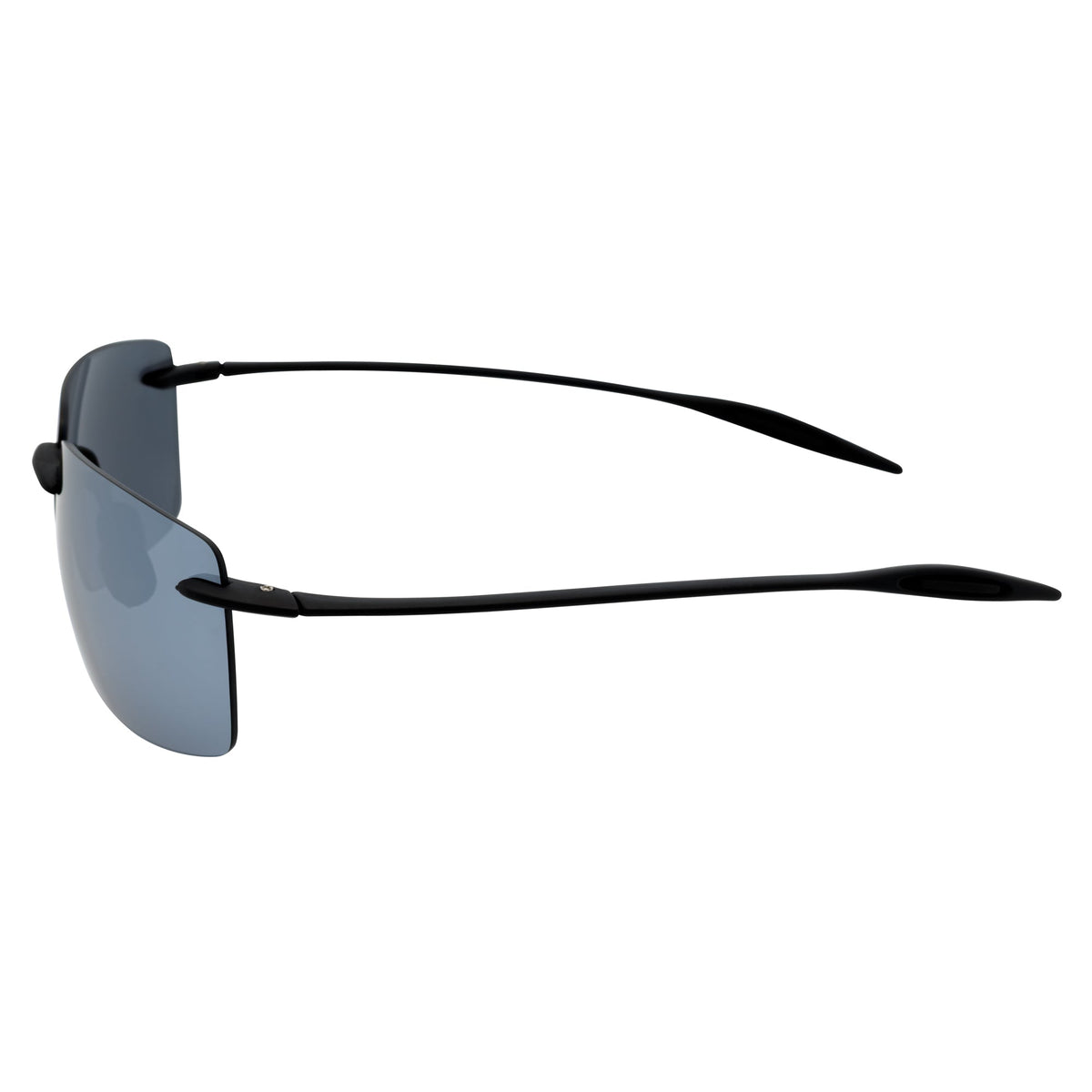 MAUI - Rimless TR90 Thin Sports Wrap Sunglasses Black Silver Mirror Polarized-3