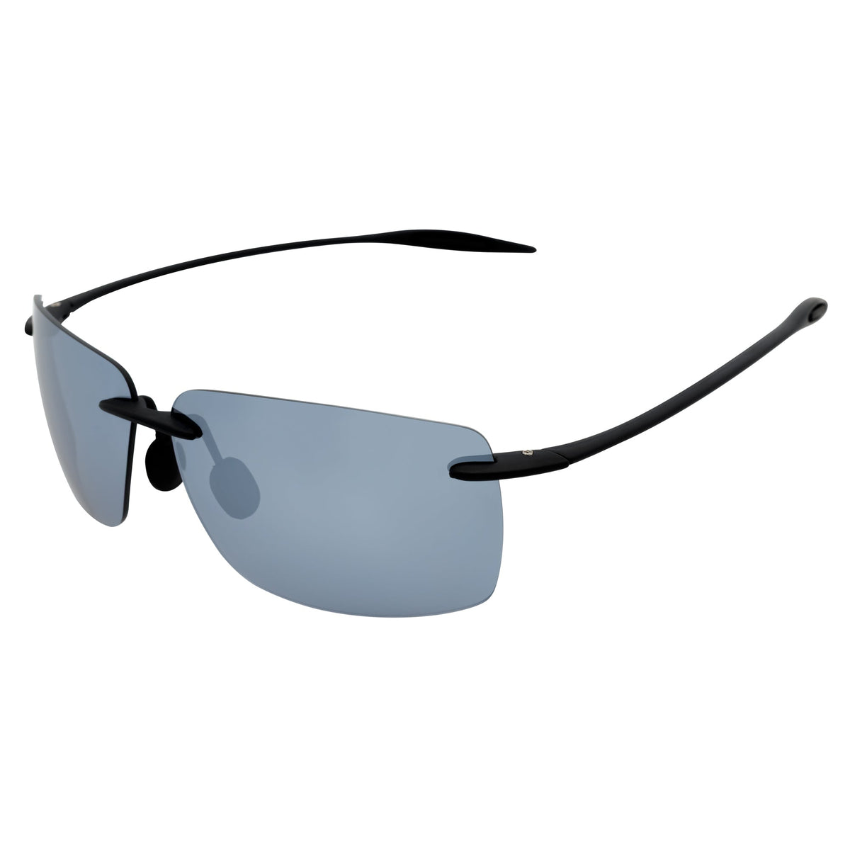 MAUI - Rimless TR90 Thin Sports Wrap Sunglasses Black Silver Mirror Polarized-1