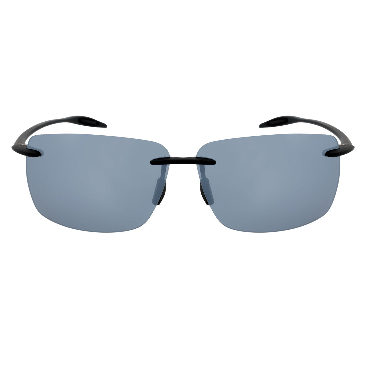 MAUI - Rimless TR90 Thin Sports Wrap Sunglasses Black Silver Mirror Polarized-0