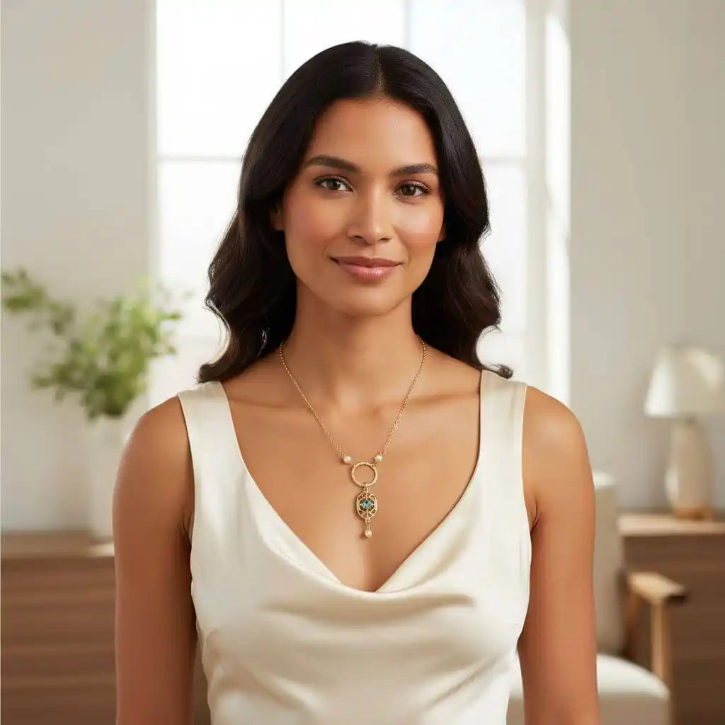 14 K Gold-Filled Hammered Open Circle Filigree Necklace-1