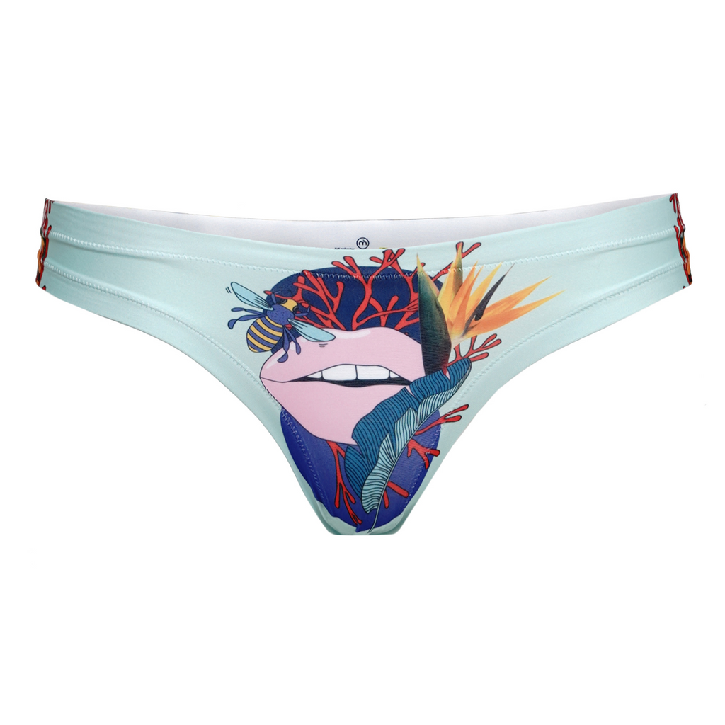 Memème Botanic Lips Panties in colorful print with stretchy faux seamless design and breathable cotton gusset — view 3