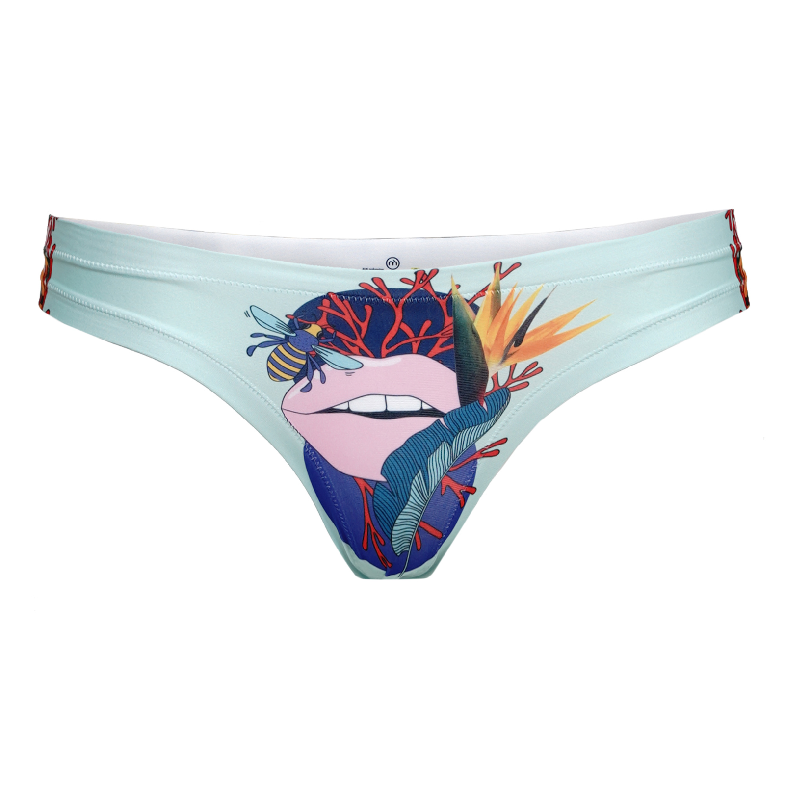 Memème Botanic Lips Panties in colorful print with stretchy faux seamless design and breathable cotton gusset — view 3