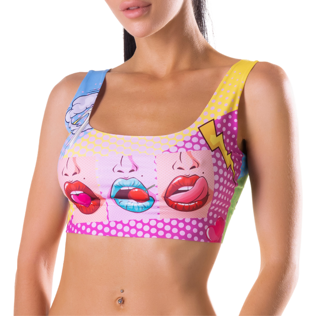 Memème Women’s Ultra-Comfortable COMICS - Hot Crop Top| Stretchy Fit, No Elastic Bands-0