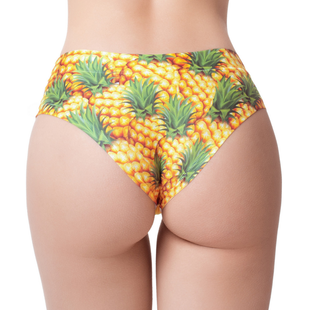 Women's pineapple print summer panties with seamless design and a breathable cotton gusset. — view 2