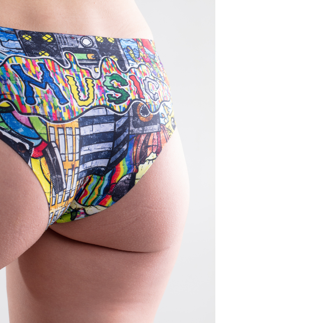 Memème Women’s Ultra-Comfortable GRAFFITI - Pug - Panties | Breathable Cotton Crotch, Stretchy Fit, No Elastic Bands-3