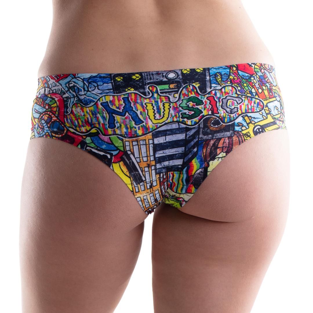 Memème Women’s Ultra-Comfortable GRAFFITI - Pug - Panties | Breathable Cotton Crotch, Stretchy Fit, No Elastic Bands-1