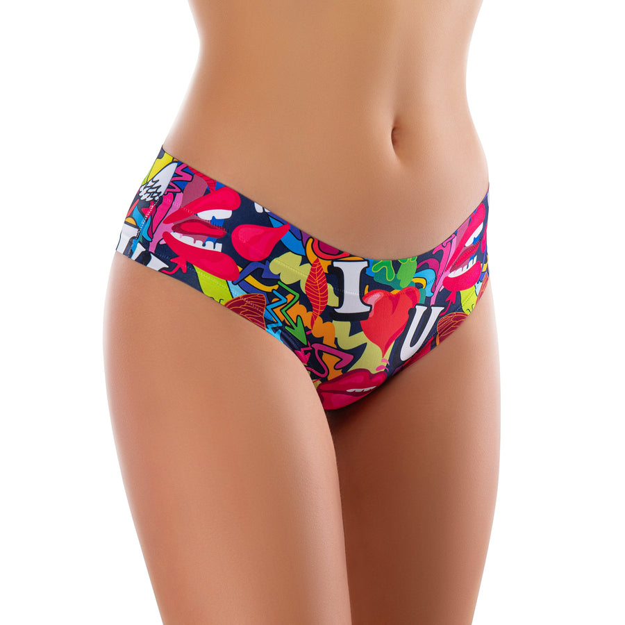 Memème Women’s Ultra-Comfortable LOVE - Pop Panties | Breathable Cotton Crotch, Stretchy Fit | Style: Thong
