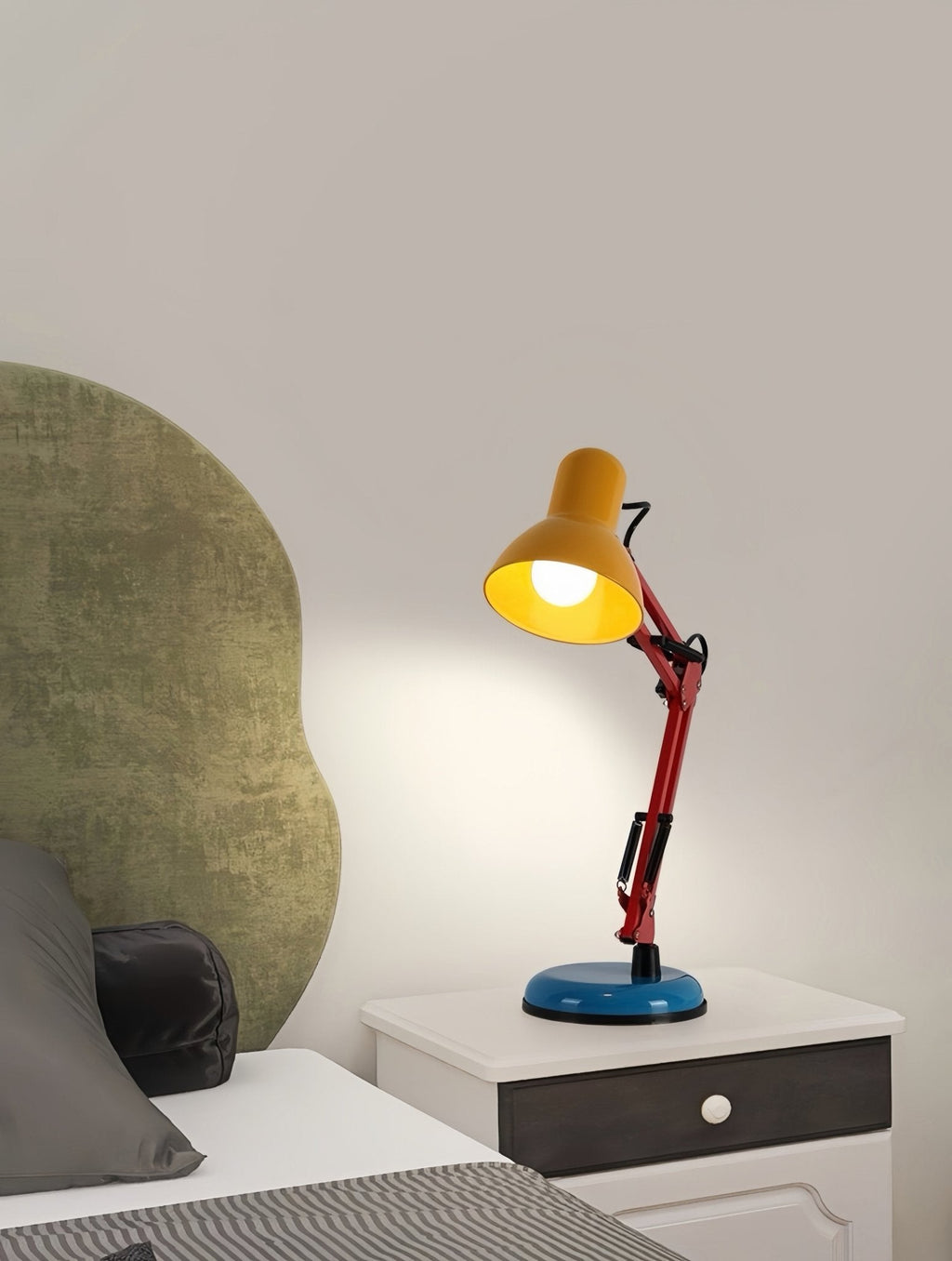 Vibrant Memphis retro table lamp with adjustable metal stand and full spectrum bulb for study desk — view 3