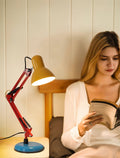Vibrant Memphis retro table lamp with adjustable metal stand and full spectrum bulb for study desk