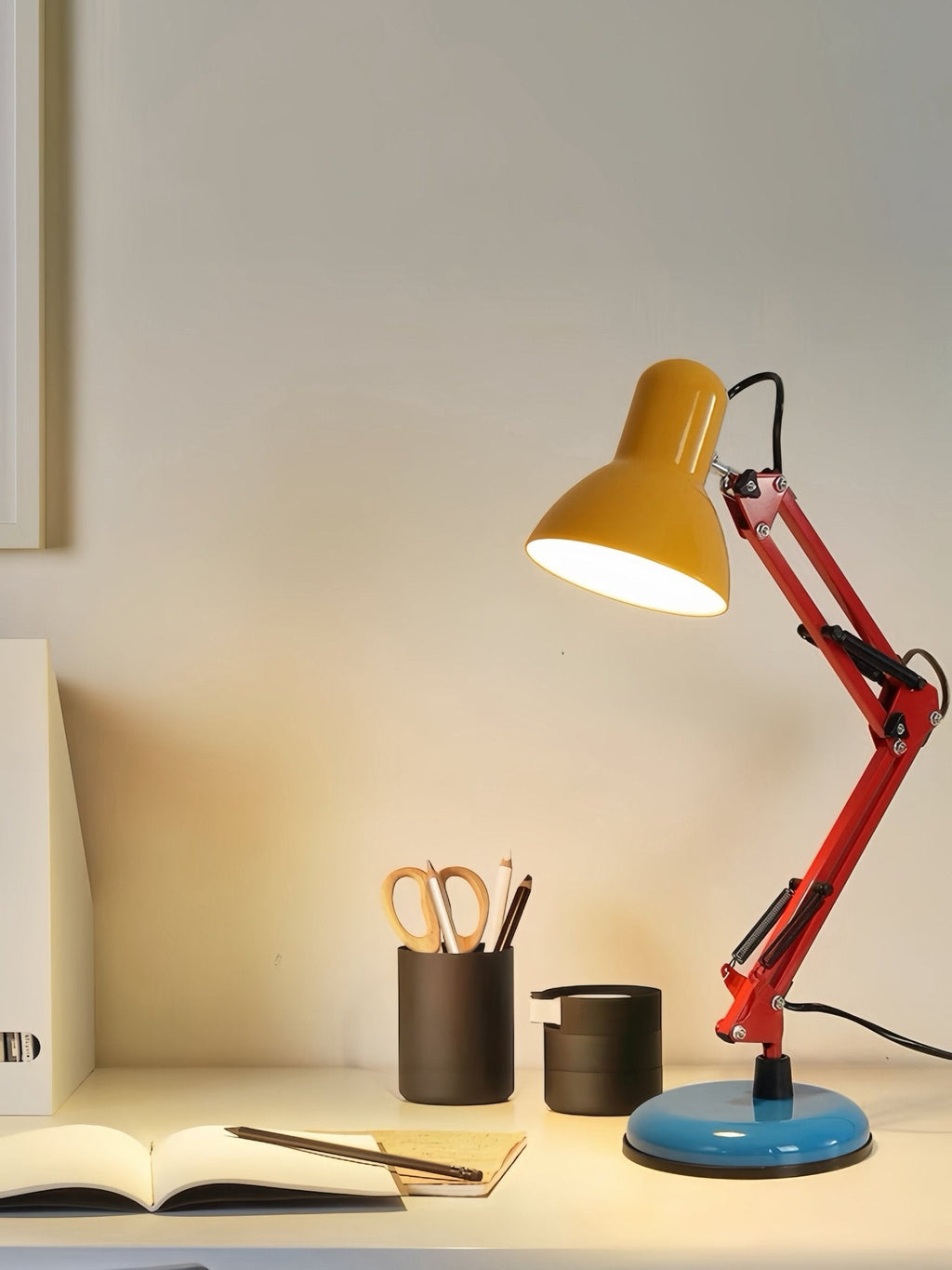 Vibrant Memphis retro table lamp with adjustable metal stand and full spectrum bulb for study desk — view 4