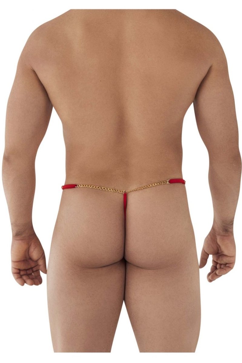 Mens chain G-string in silky microfiber with thin elastic waistband and metal accents — view 3