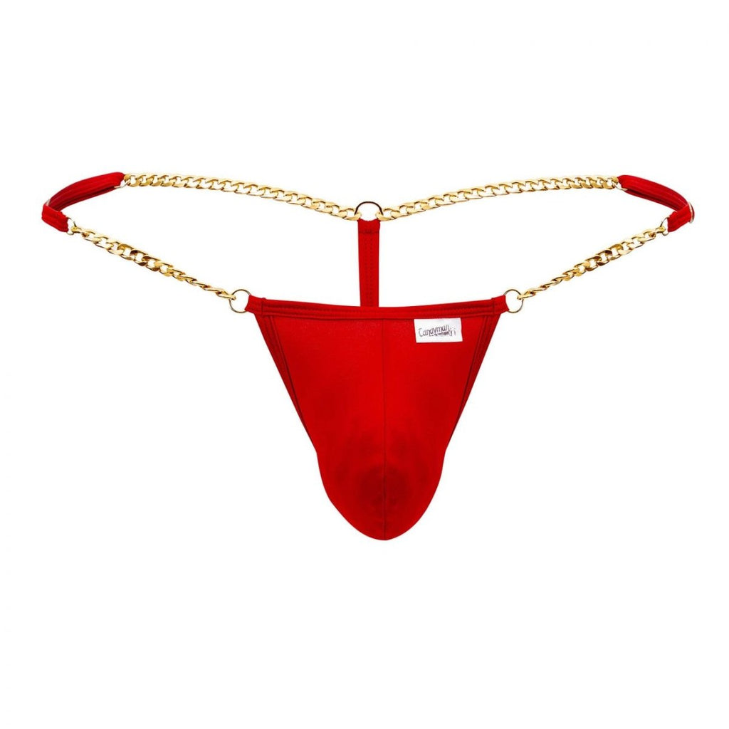 Mens chain G-string in silky microfiber with thin elastic waistband and metal accents — view 5