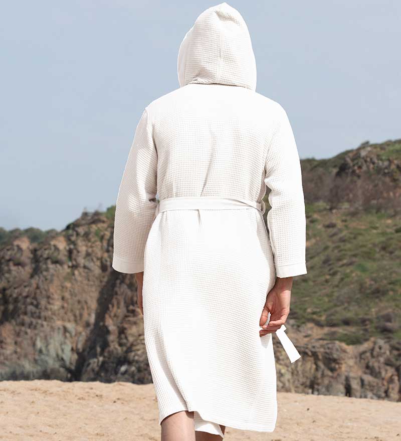 Men's Hooded Turkish Cotton Waffle Robe-1