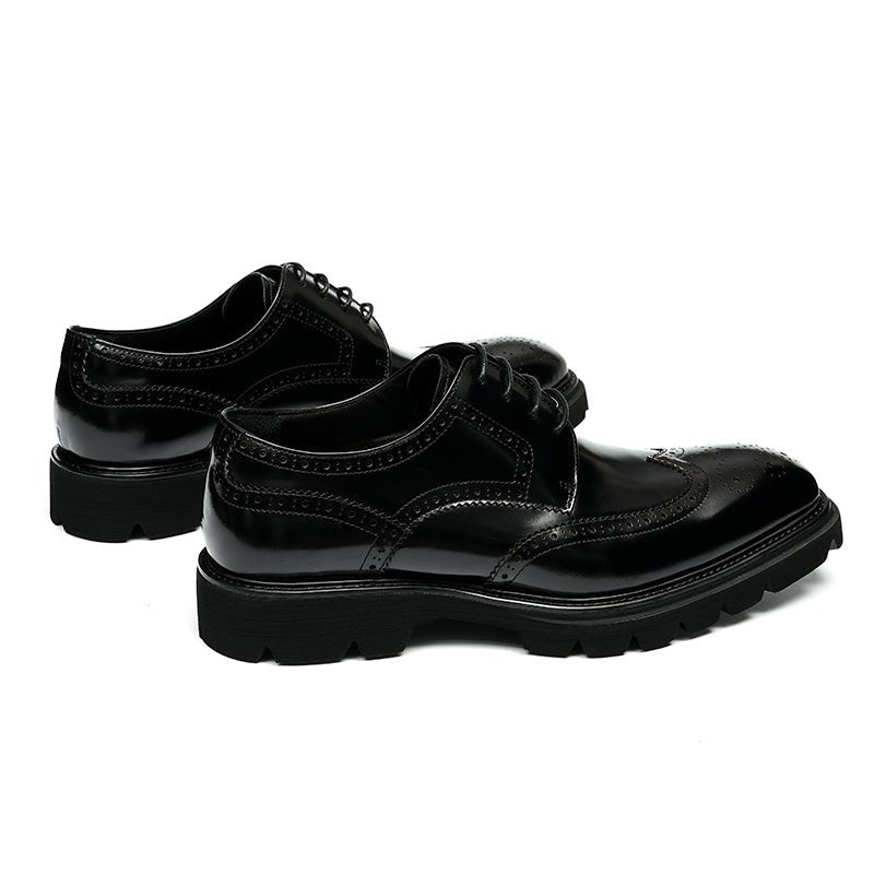 Men's wingtip brogue derby shoes in premium leather with embroidered accents and rugged platform base — view 5