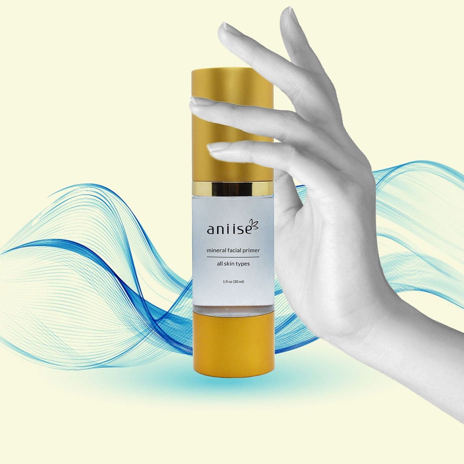 Mineral makeup facial foundation primer bottle by Aniise Beauty for smooth skin prep. — view 2