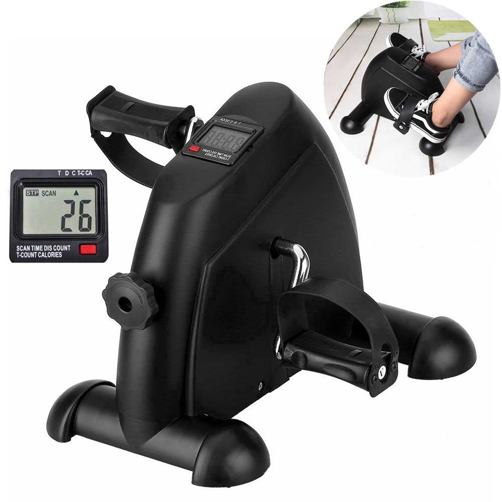Compact black mini exercise bike with pedals and resistance dial for home or office workout — view 2